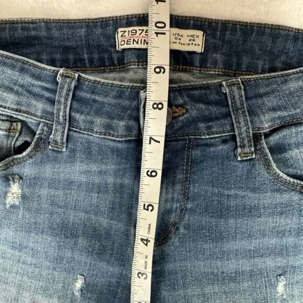 LOT Of 2 Zara‎ Jeans Size 4 Mid Rise Raw Hem Distressed Stretch Denim Bundle
